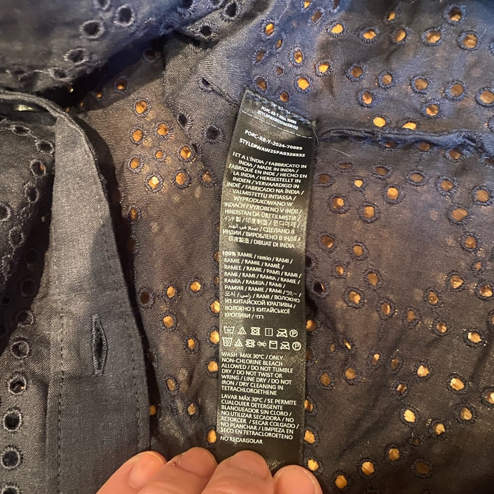 rag & bone Navy Eyelet Button Down Shirt - Picture 9 of 9